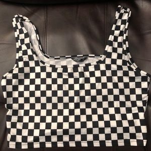 SHEIN Curve Race Checker Crop Top 0X